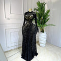 Long Sleeve Ruched Tulle Flocking Elegant Maxi Dress