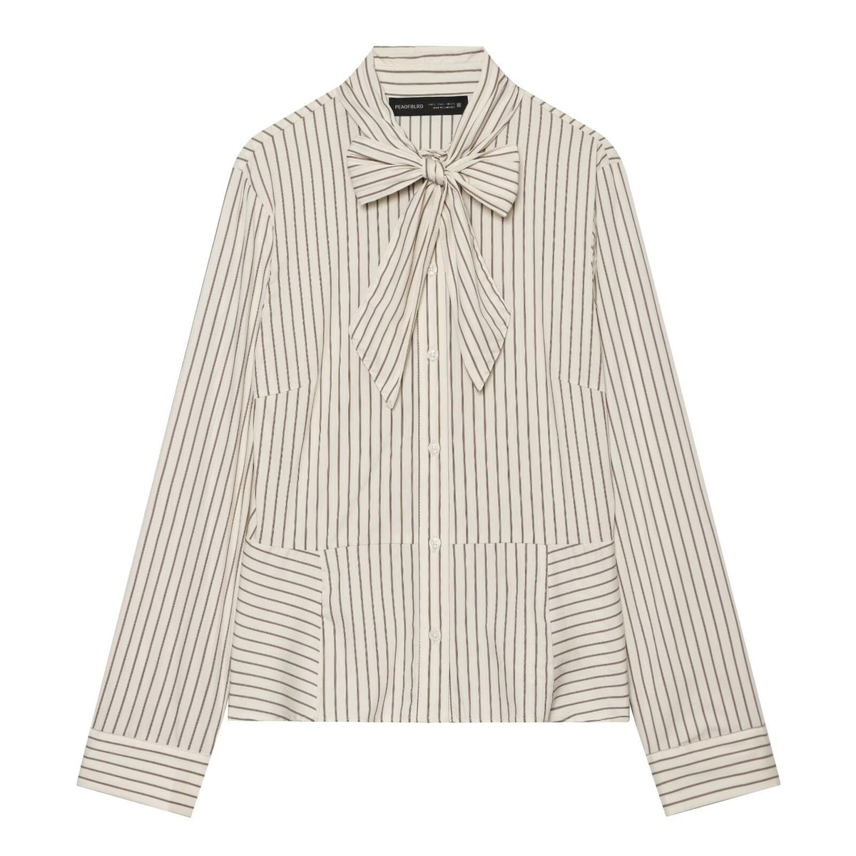 Butterfly bow ribbon collar short skirt with striped shirt for women