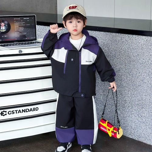 Boys Autumn Hooded Sports Casual Two-Piece Set