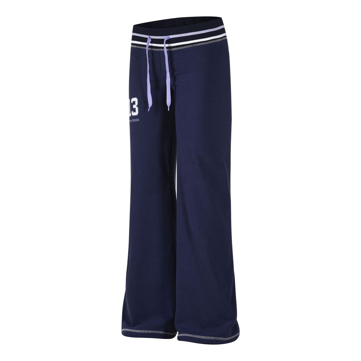 Women's Casual Sporty Micro Flare Sweatpants Low Waist Stripe Waistband Number Embroidery Slim Fit