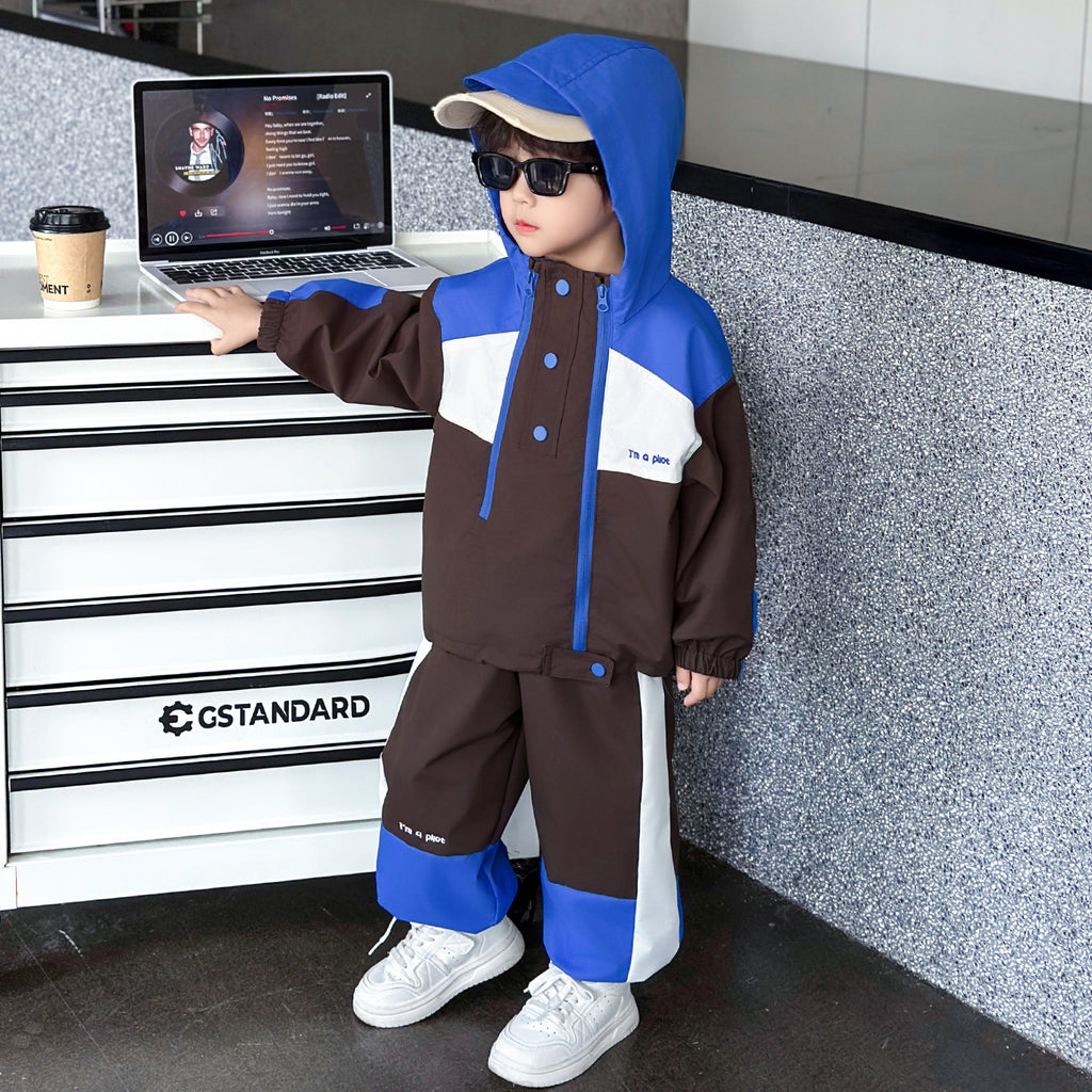 Boys Autumn Hooded Sports Casual Two-Piece Set