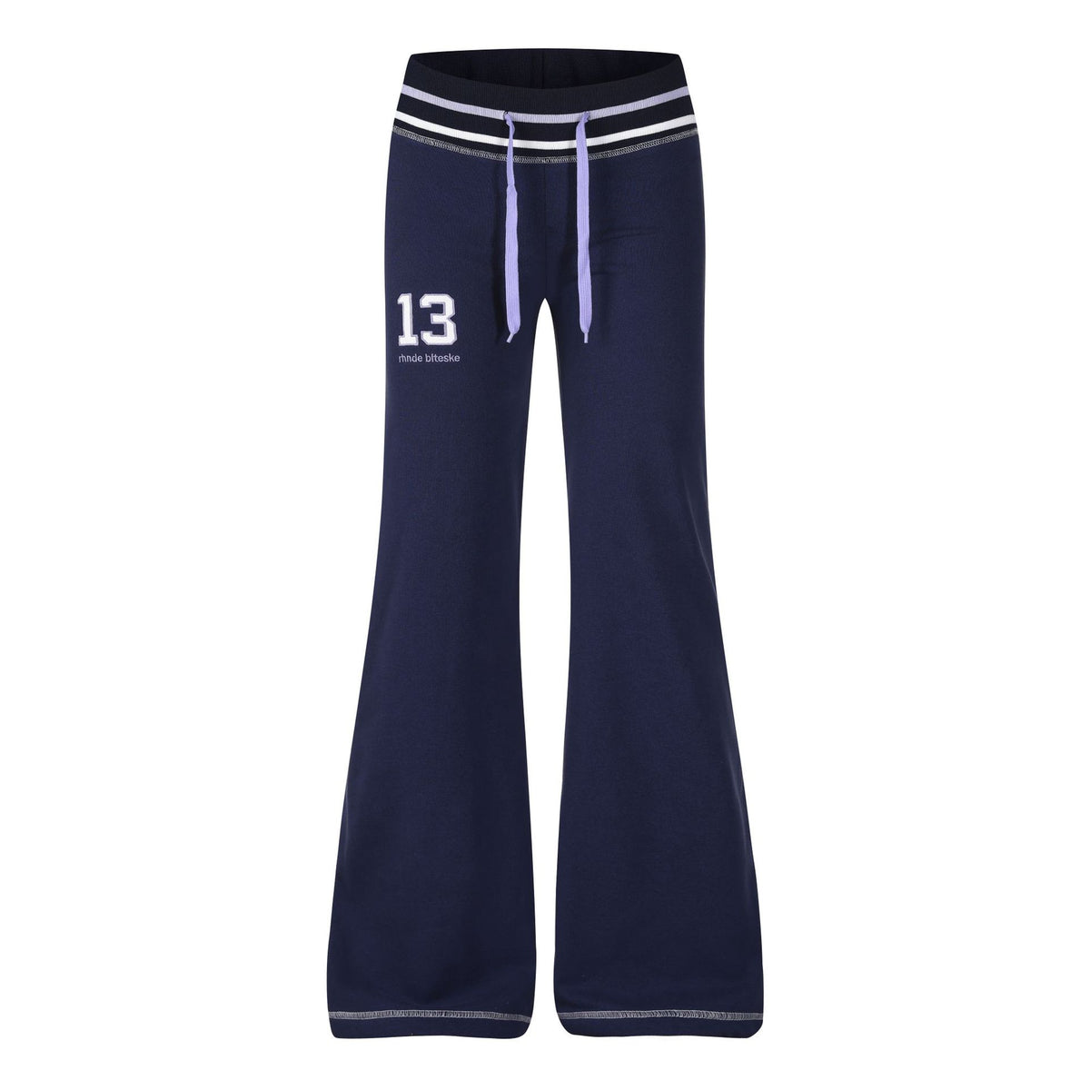 Women's Casual Sporty Micro Flare Sweatpants Low Waist Stripe Waistband Number Embroidery Slim Fit