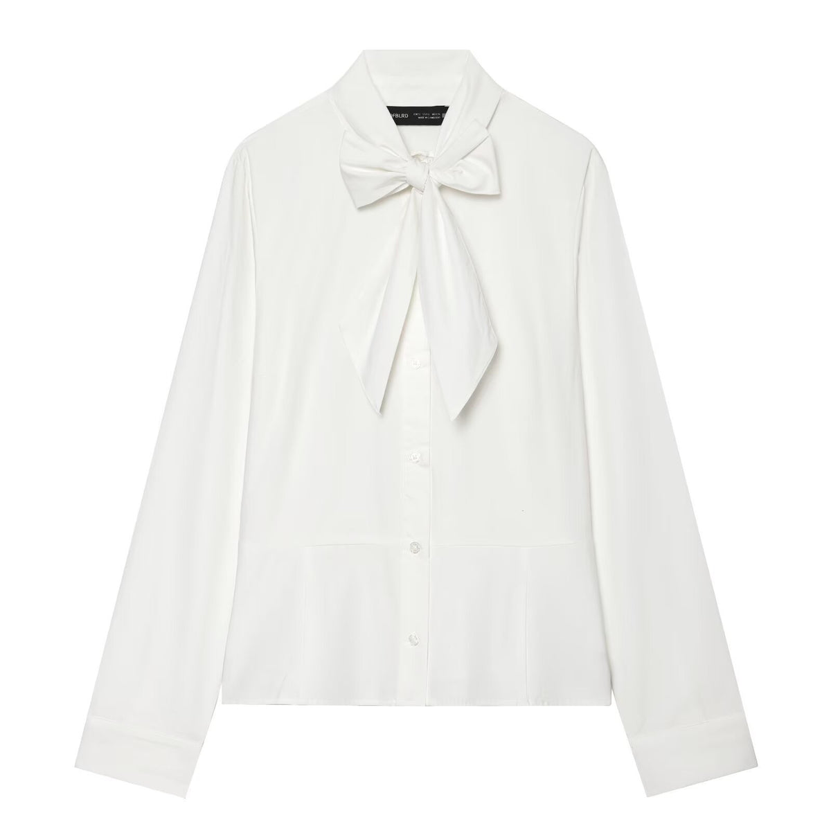 Butterfly bow ribbon collar short skirt with striped shirt for women