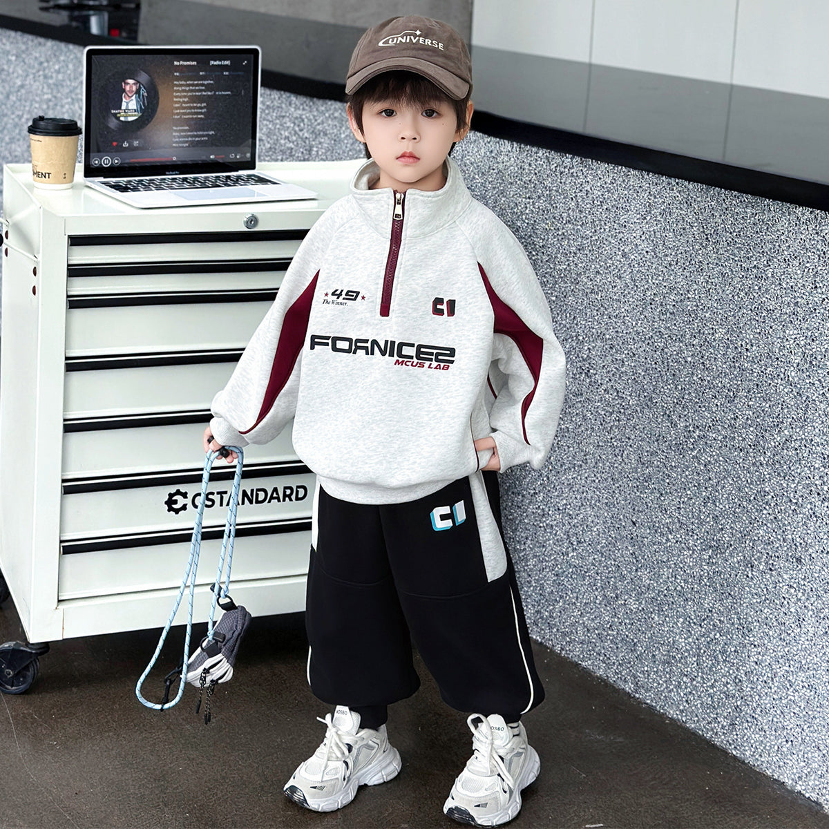 Boys Long Sleeve Casual Two-Piece Sweatshirt Set