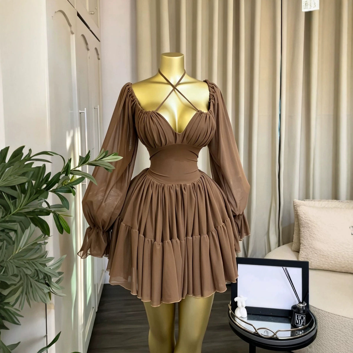 Elegant Vacation Mesh Tulle High Waist Dress
