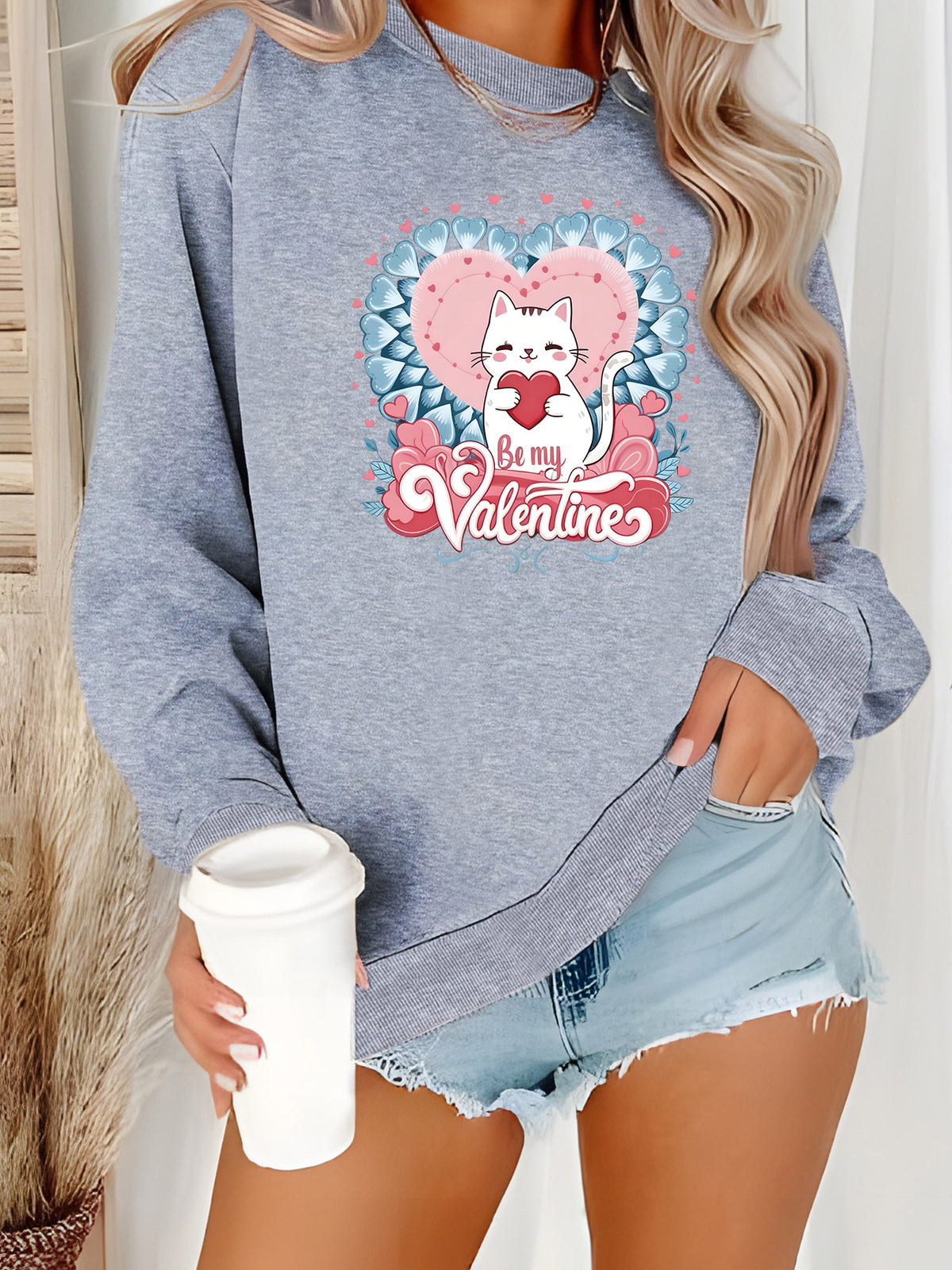 Round neck fleece hoodie