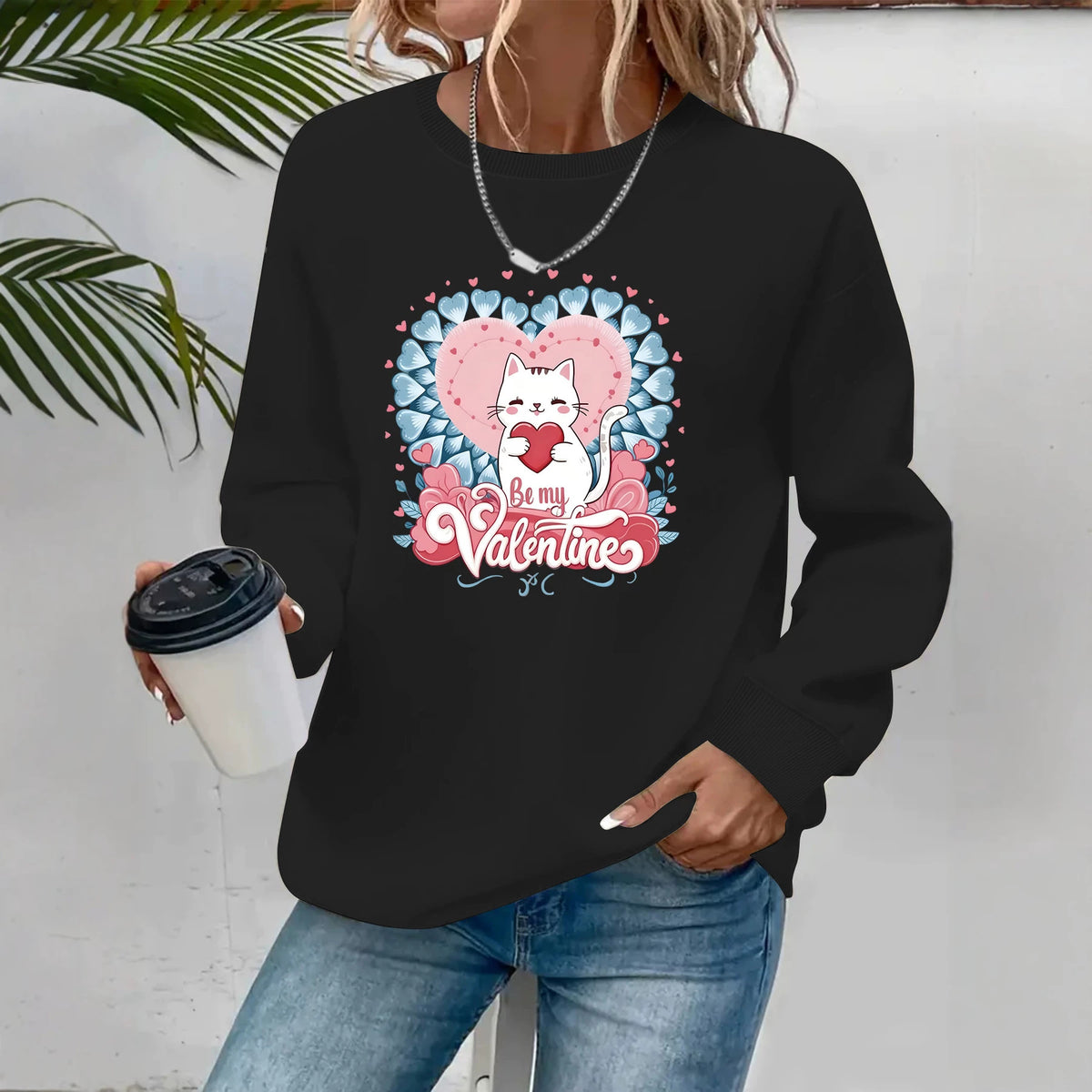 Round neck fleece hoodie