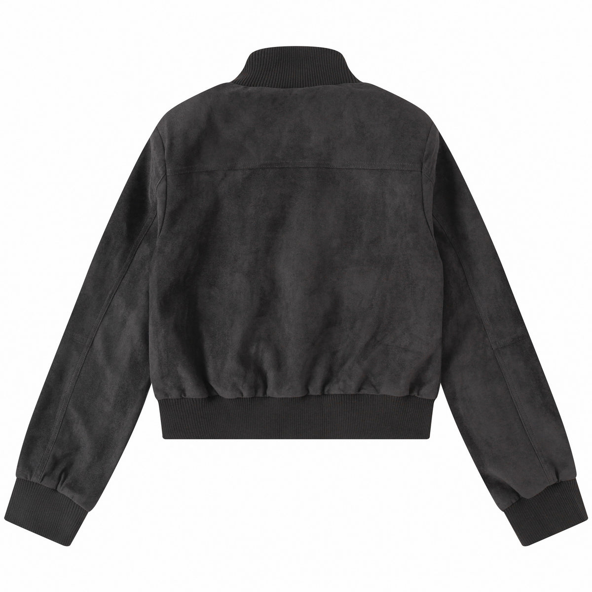 American Street Vintage Workwear Faux Suede Stand Collar Cropped Multi-Pocket Baseball Jacket for Women
