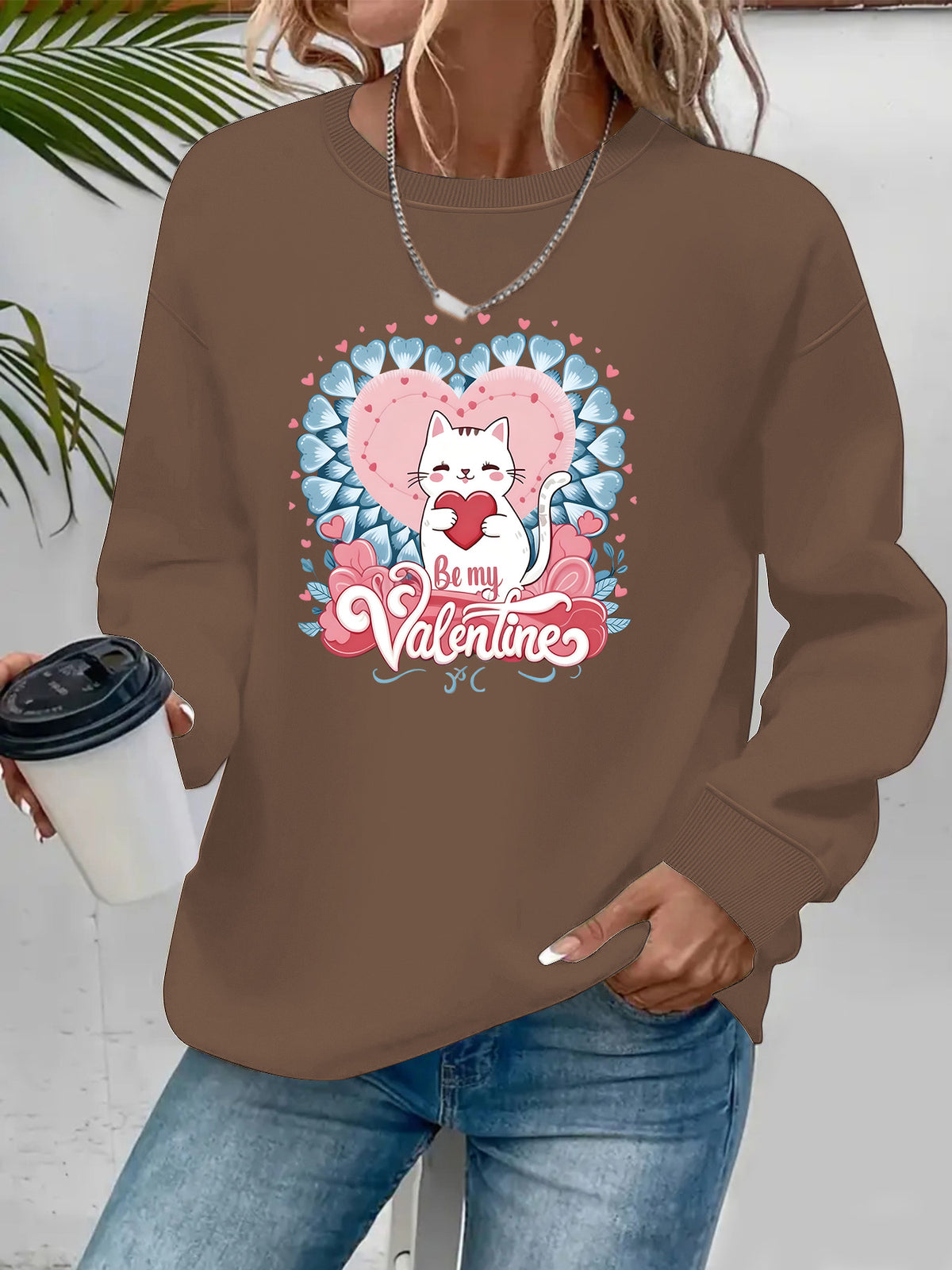 Round neck fleece hoodie