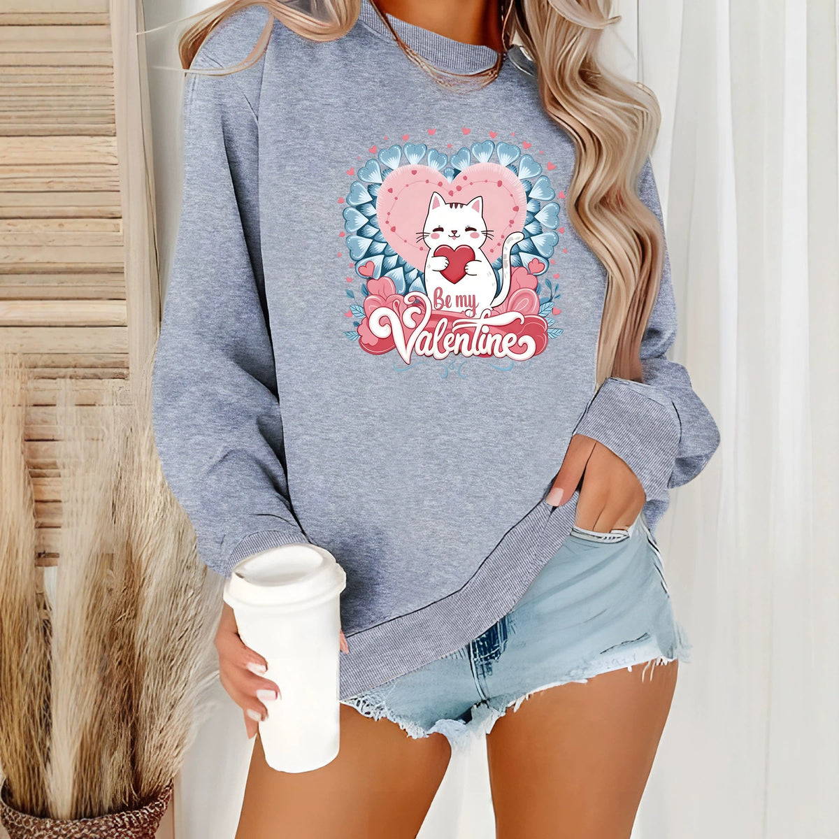 Round neck fleece hoodie
