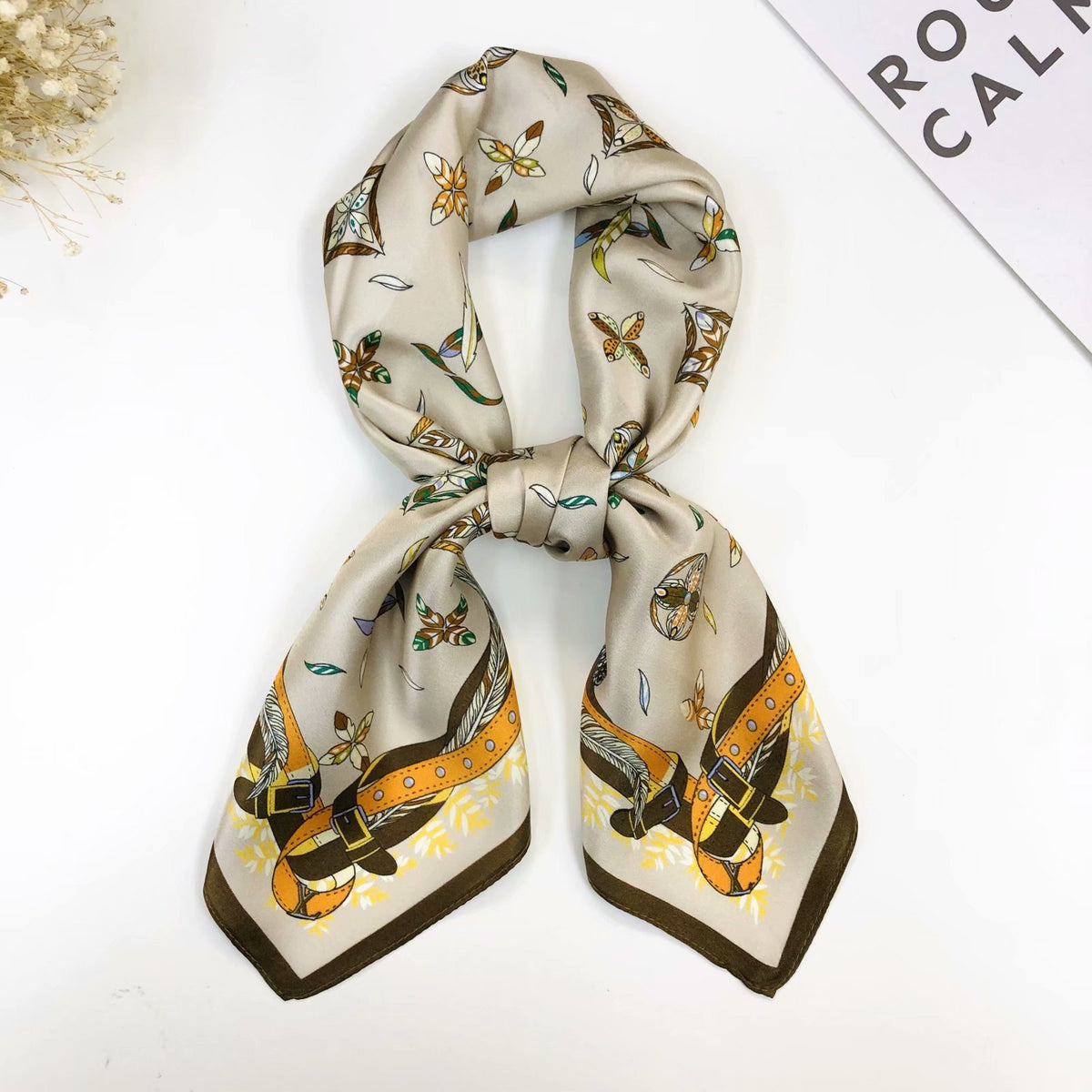 Vintage Ethnic Pattern Silk Scarf for Women, Pure Satin Silk Gift Square Scarf, Mulberry Silk Scarf