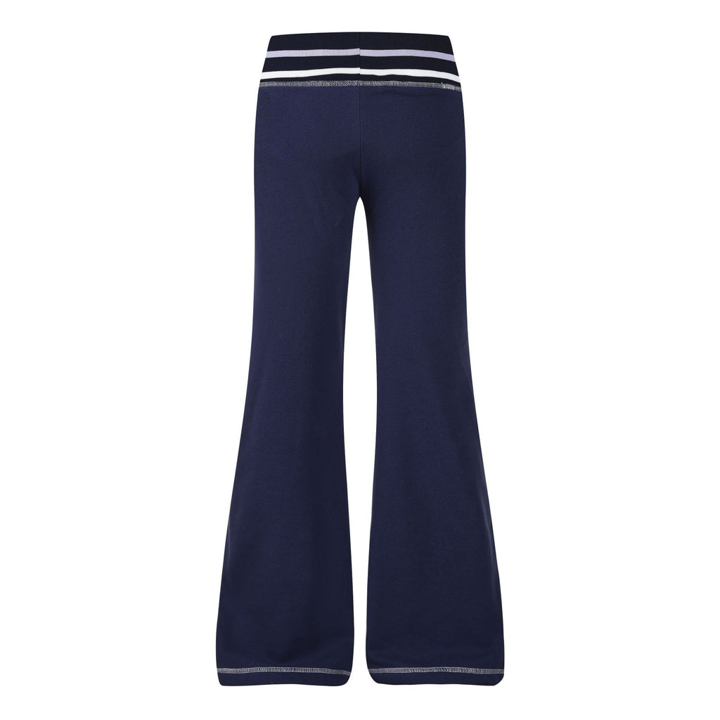 Women's Casual Sporty Micro Flare Sweatpants Low Waist Stripe Waistband Number Embroidery Slim Fit