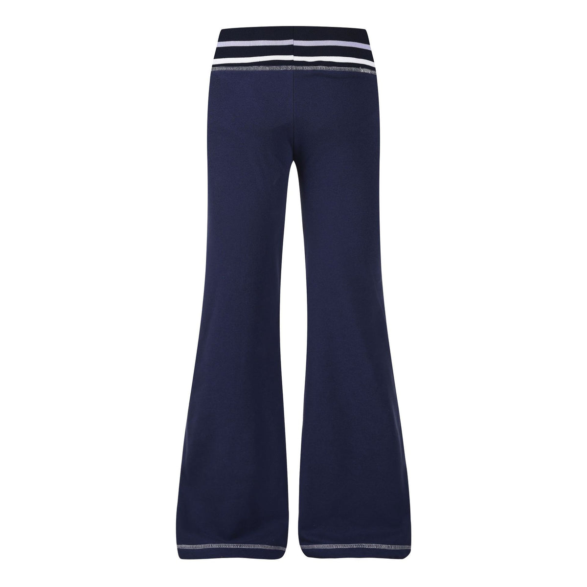 Women's Casual Sporty Micro Flare Sweatpants Low Waist Stripe Waistband Number Embroidery Slim Fit