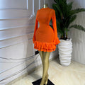 Resort Tiered Long Sleeve High Waist Mesh Elegant Dress
