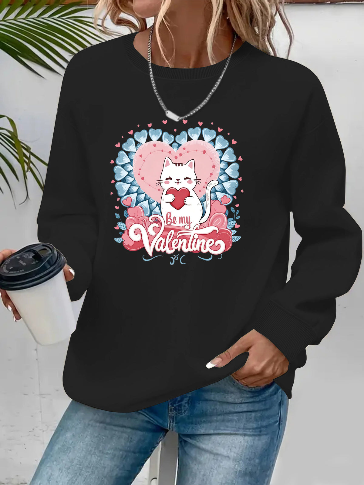 Round neck fleece hoodie