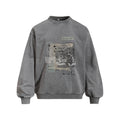 Sudadera con cuello redondo, estampado de retrato y estilo vintage tipo "stir-fried"