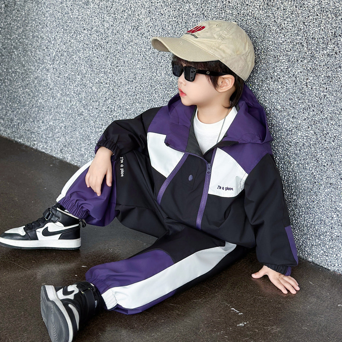 Boys Autumn Hooded Sports Casual Two-Piece Set