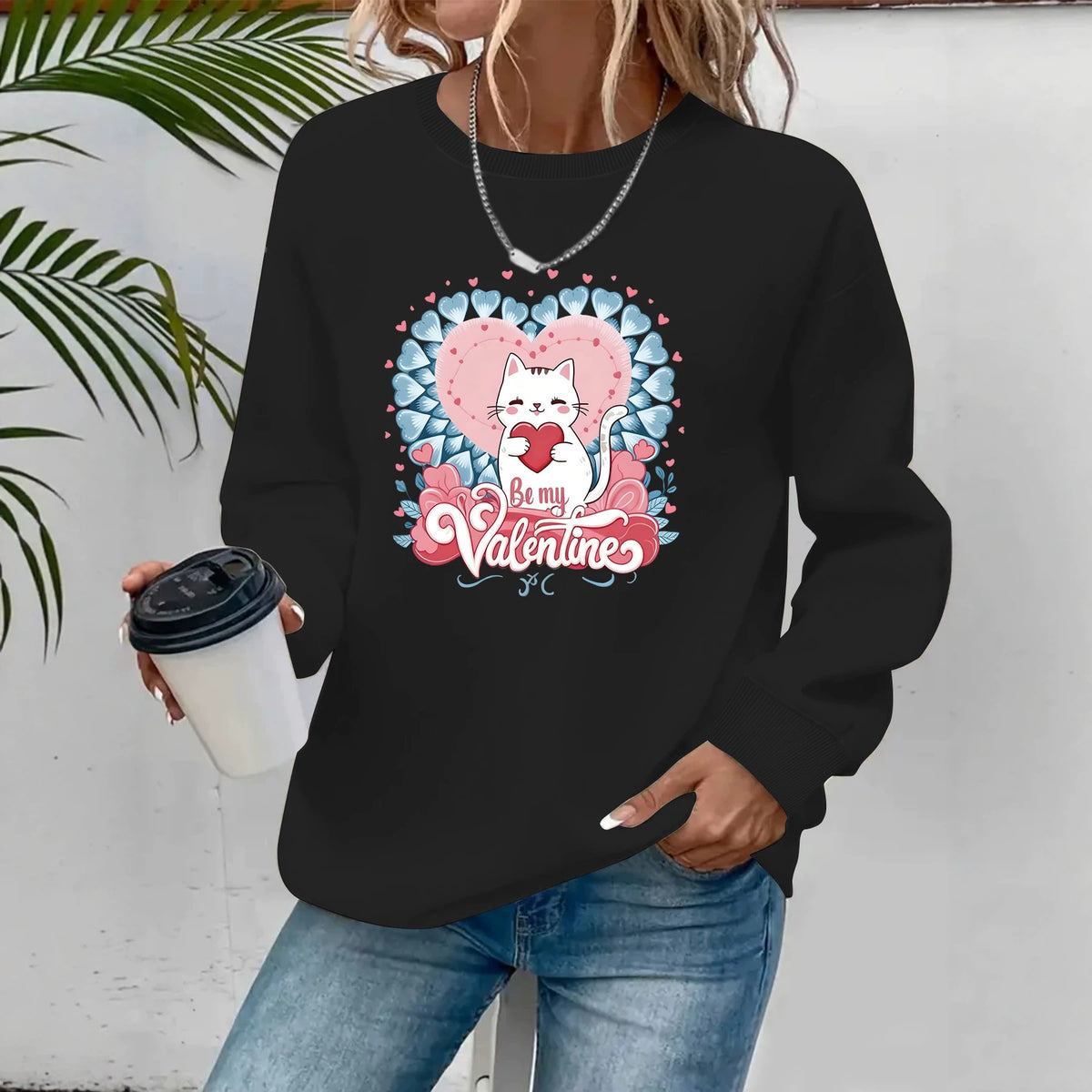 Round neck fleece hoodie