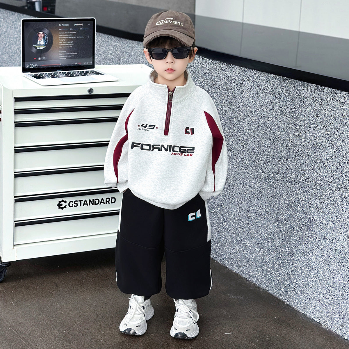 Boys Long Sleeve Casual Two-Piece Sweatshirt Set
