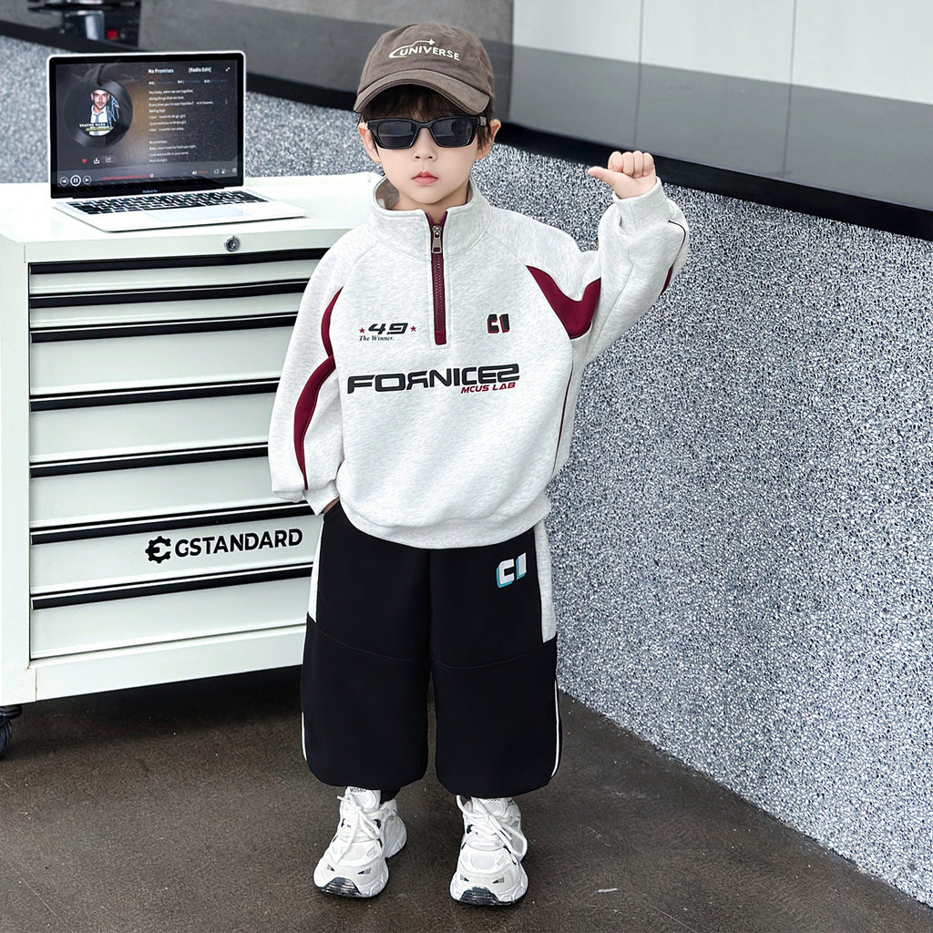 Boys Long Sleeve Casual Two-Piece Sweatshirt Set
