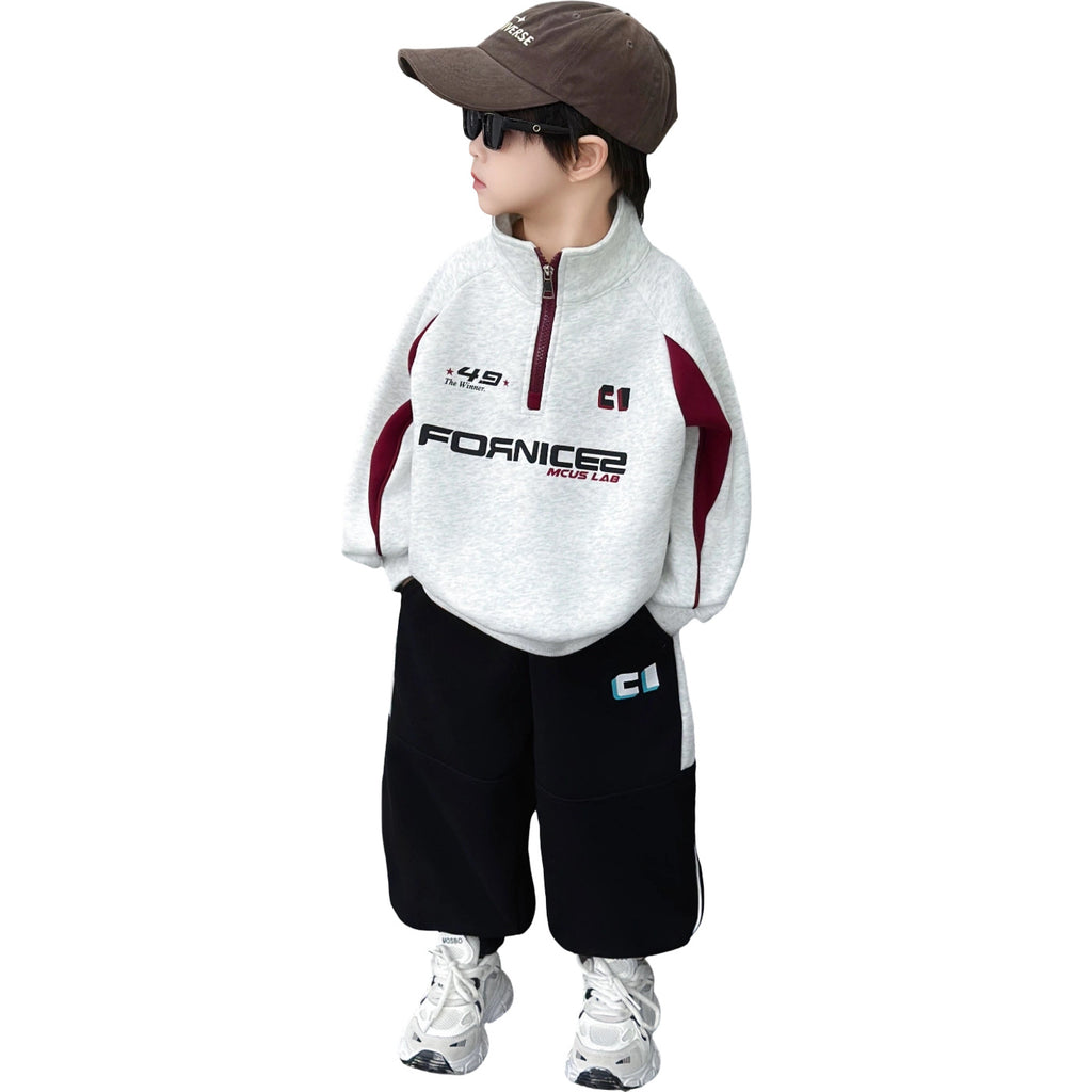 Boys Long Sleeve Casual Two-Piece Sweatshirt Set