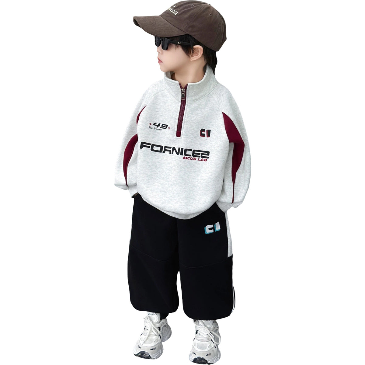 Boys Long Sleeve Casual Two-Piece Sweatshirt Set