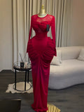 Chic Sexy Long Sleeve Ruched Mesh Slim Fit Bodycon Dress