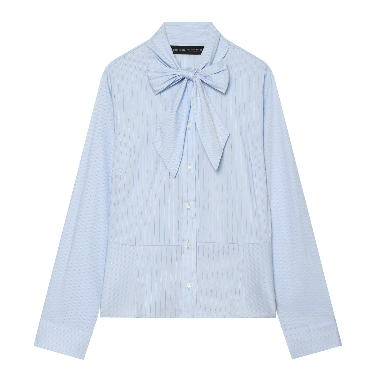 Butterfly bow ribbon collar short skirt with striped shirt for women