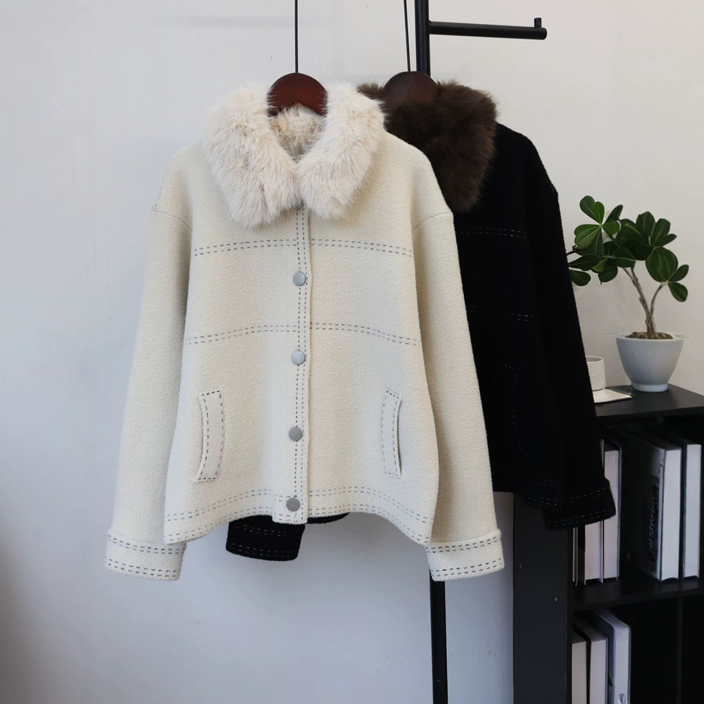 Loose collar long sleeved sweater
