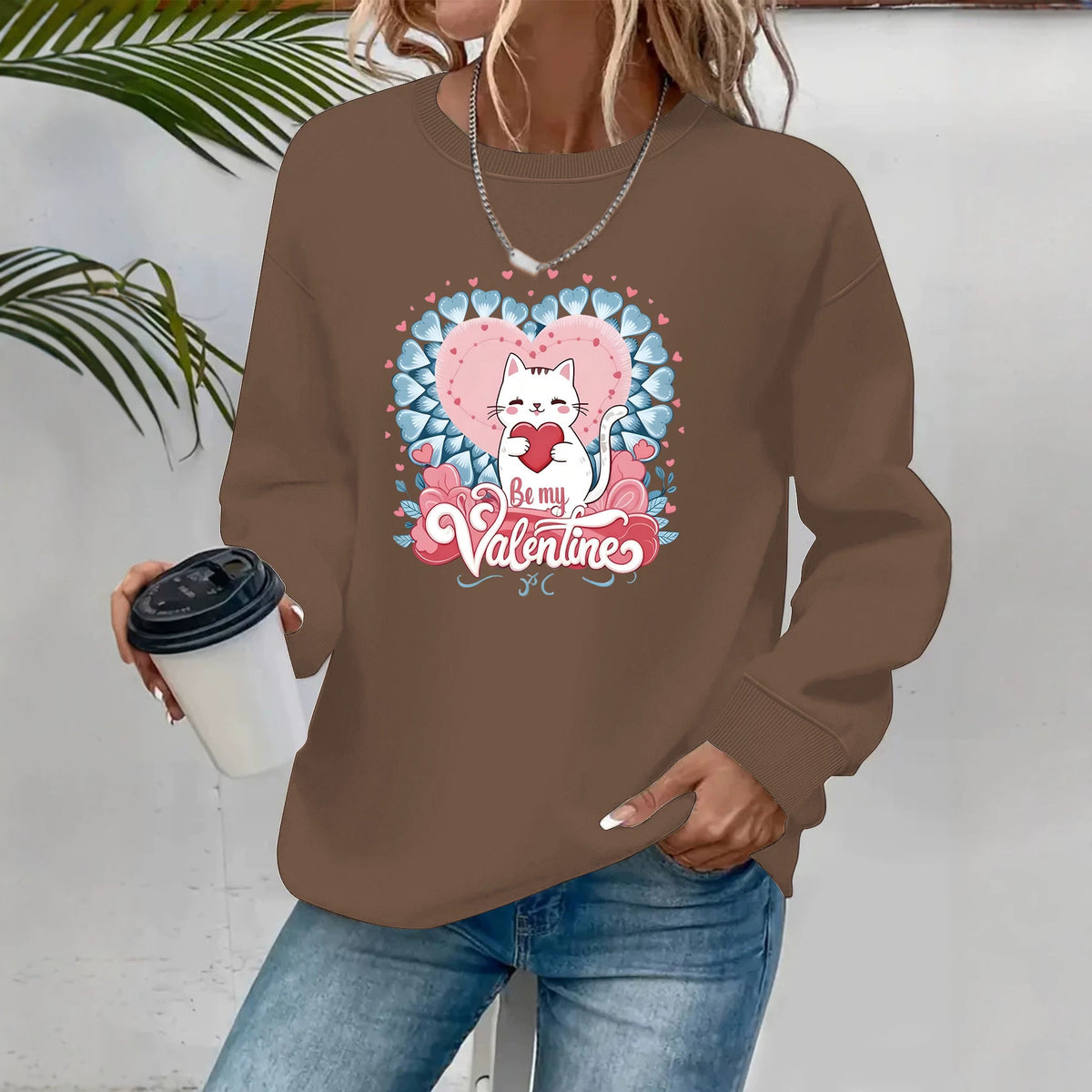 Round neck fleece hoodie