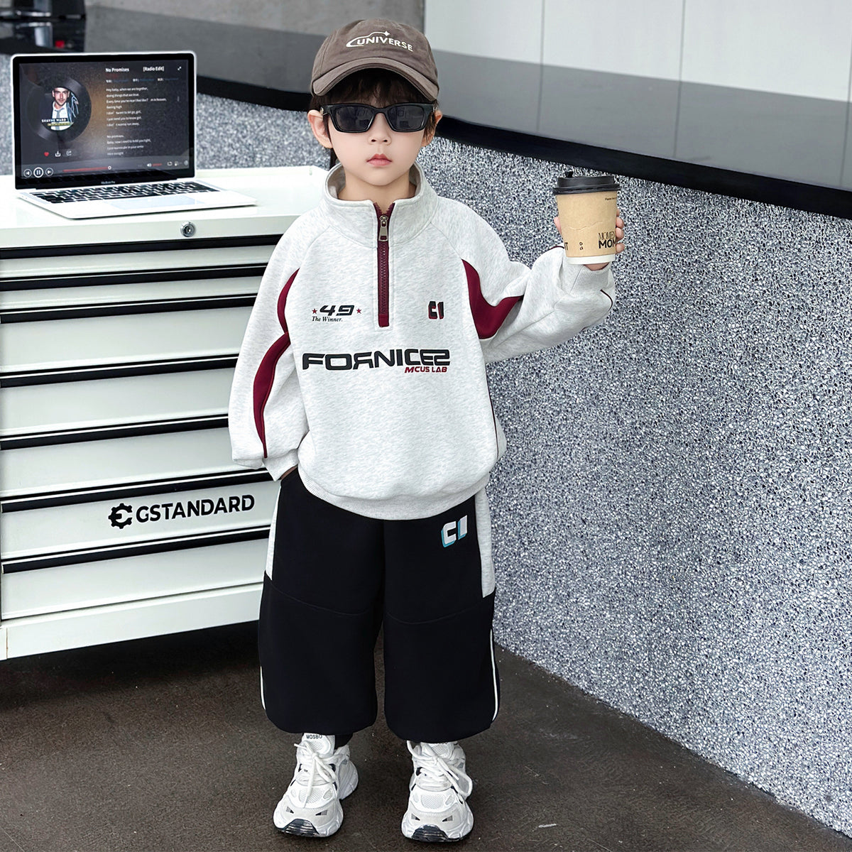 Boys Long Sleeve Casual Two-Piece Sweatshirt Set